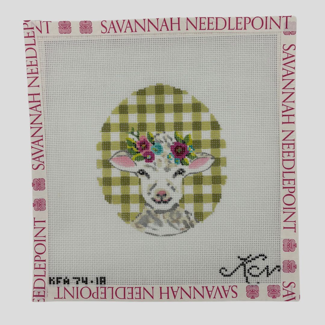 Lamb on Green Gingham