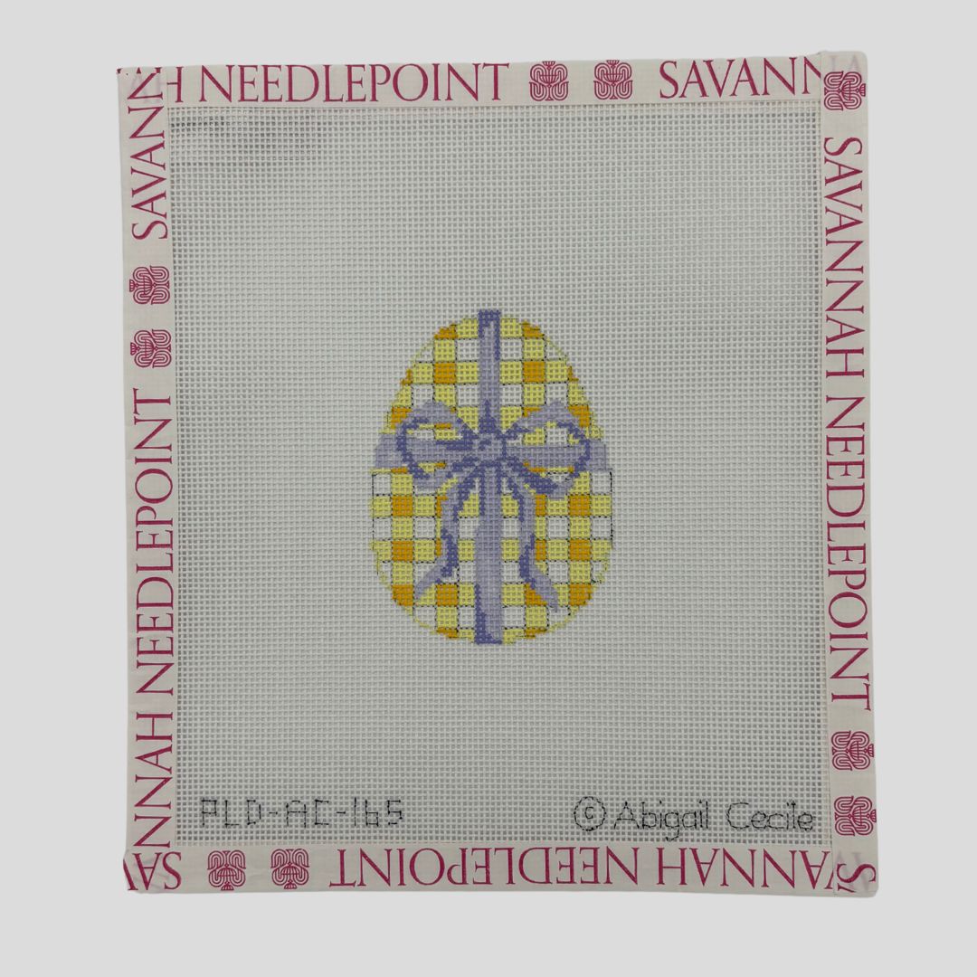 Yellow Checked Egg with Purple Bow