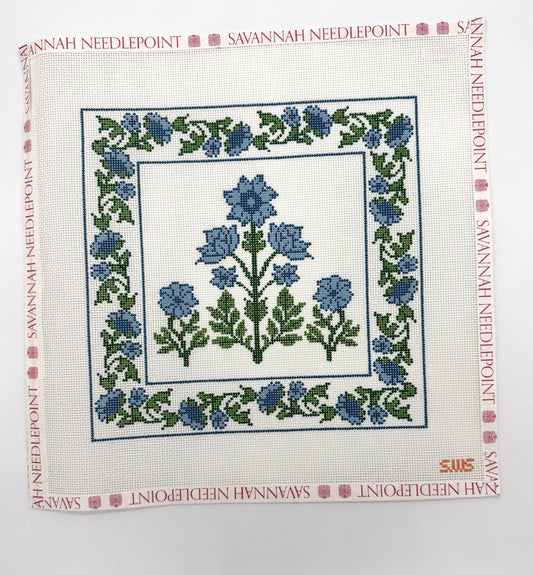 Blue Block Floral Print