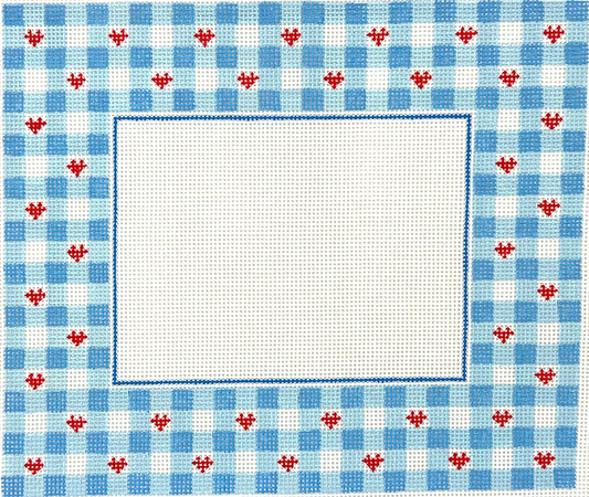 Blue Gingham and Red Heart Frame