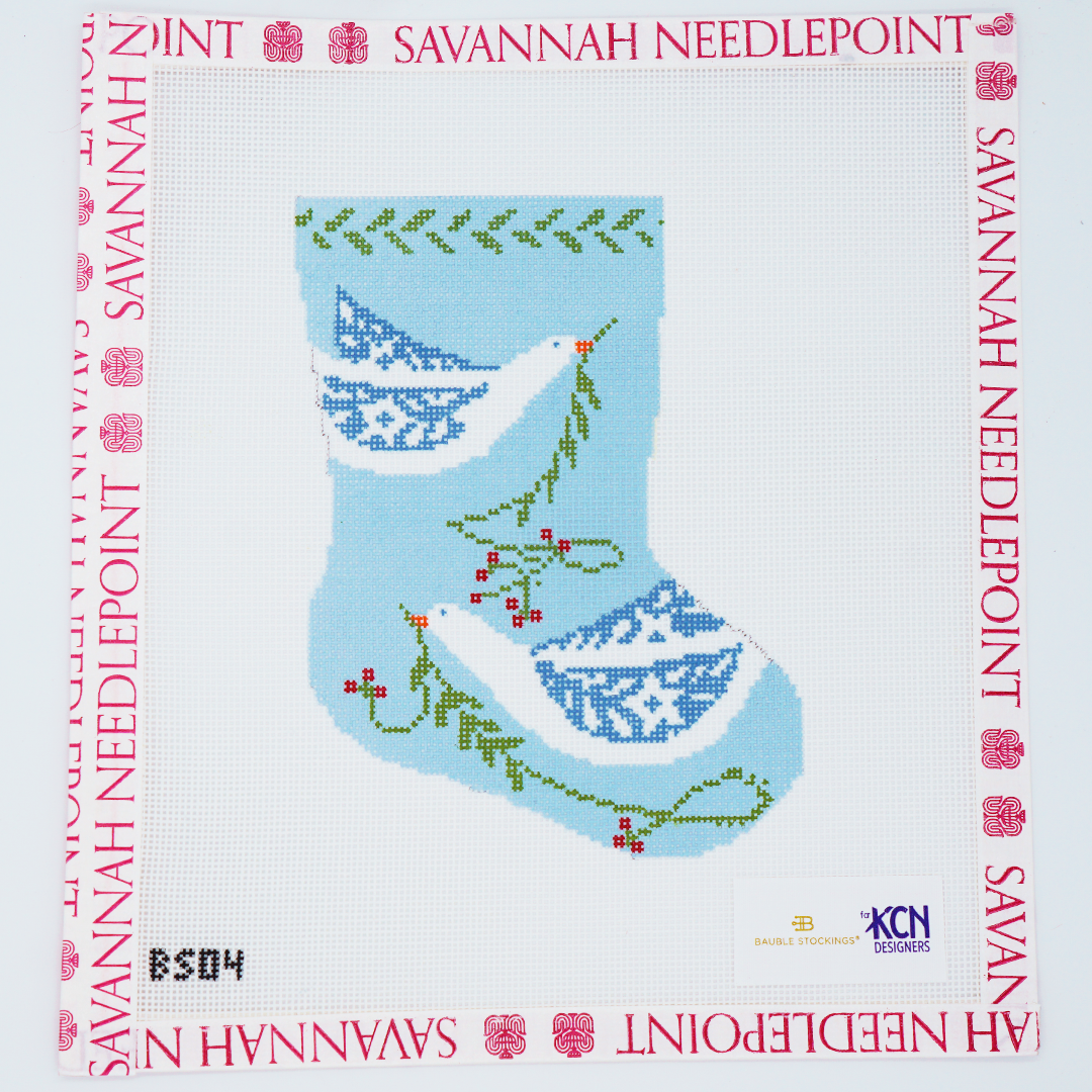 Peace Birds on Blue Bauble Stocking