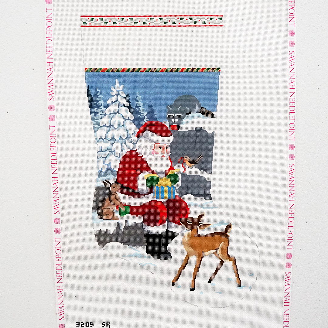 Santa and Animals Wrapping Presents Stocking