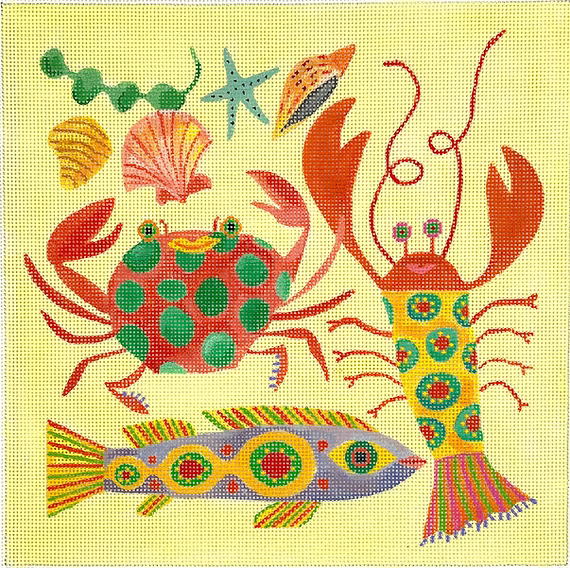 Sea Life on Light Yellow