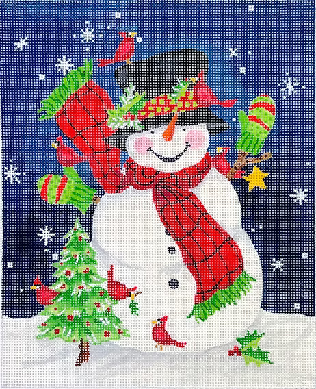 Snowman with Cardinals