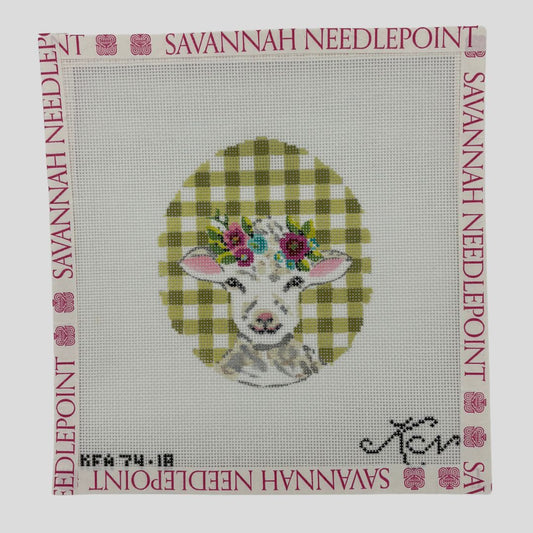 Lamb on Green Gingham