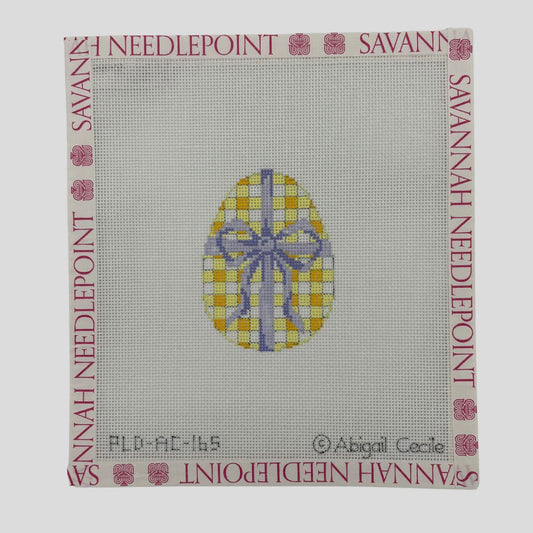 Yellow Checked Egg with Purple Bow